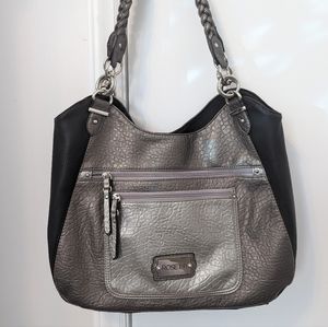 Rosetti Multi Colored Chain Link Braided Handles Faux Leather Purse Handbag